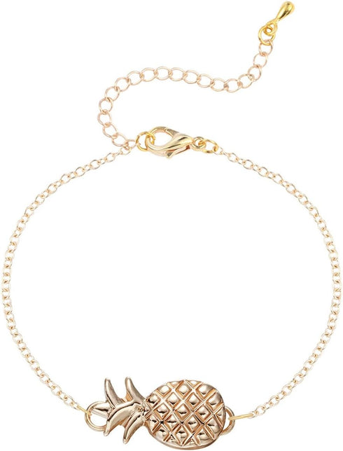 Gold Pineapple Bracelet Anklets for Women Hawaii Boho Beach Adjustable Bracelet Ankle...