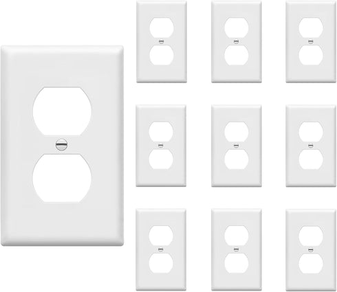 Duplex Wall Plates, Electric Receptacle Outlet Cover with Screws, 1-Gang Standard Size 2.76"W x 4.5"H, Glossy White (10 Pack)...