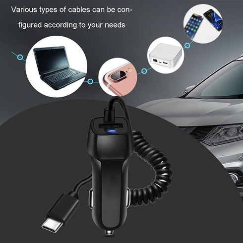 BoxWave Car Charger Compatible with Unihertz Titan - Car Charger Plus, Car Charger Extra USB Port with Integrated Cable - Black......