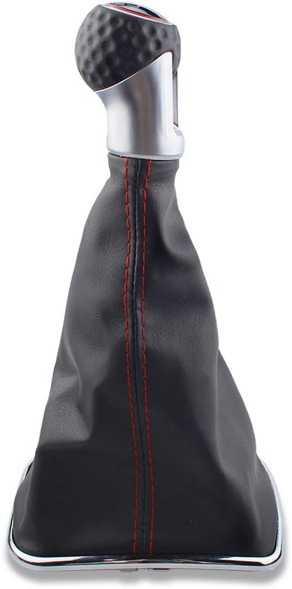 for VvW Boraa MmK4 Goolf 4 Jeettaa 4 98-04 Car Gear Shift Knob with Chrome Frame Black Leather 12mm (6 Speed)...