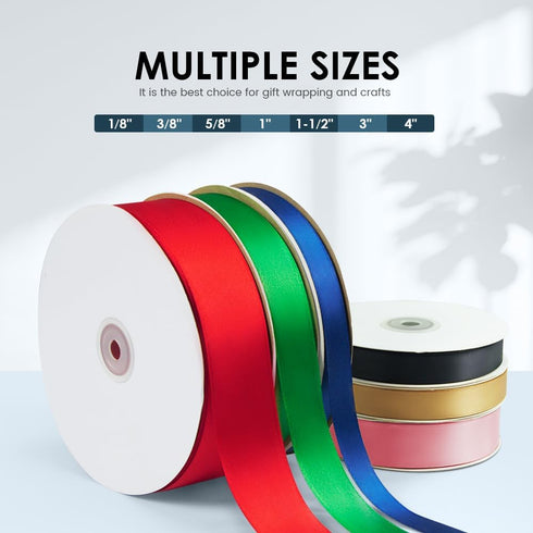 3/8" Wide x 100 Yards Single Face Polyester Satin Ribbon, Satin Ribbon for Crafts, Gift, Hair Bows, Wedding Party Decoration, Bow Making & Other P...