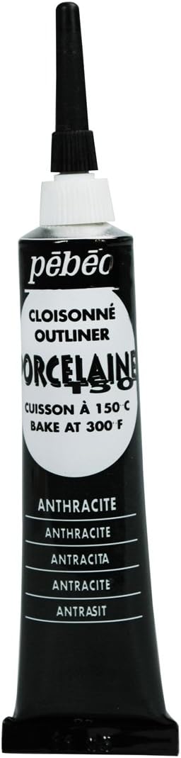 Pebeo Porcelaine 150, China Paint Outliner - Anthracite Black, 0.6 Fl Oz (Pack of 1) (036-006)...
