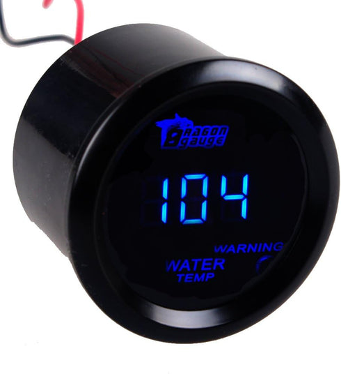 2" 52mm Black Car Auto Digital Blue LED Light Water Temp Fahrenheit F LED Gauge...