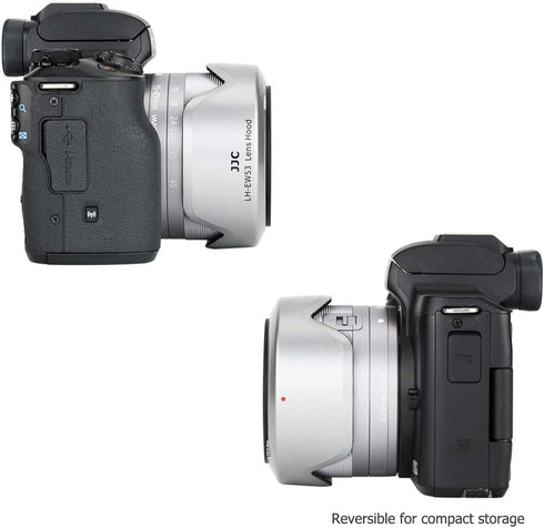 JJC Camera Lens Hood Shade for Canon EF-M 15-45mm f/3.5-6.3 is STM & RF-S 18-45mm f/4.5-6.3 is STM Lens on Canon EOS R100 R50 M50 M50 Mark II M5 M...