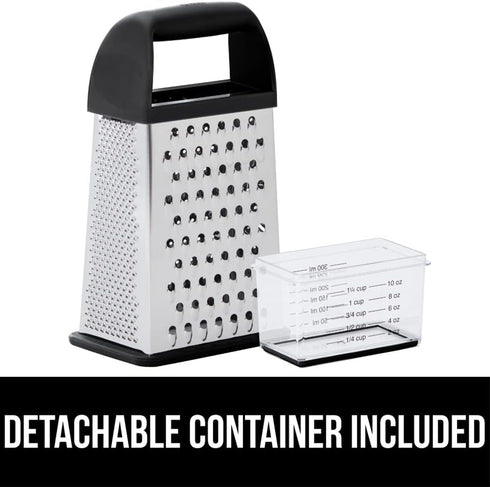 GORILLA GRIP XL 4-Sided Cheese Grater With Container, 100% BPA-Free Stainless Steel Box Graters, Parmesan Shredder, Grate Cheeses, Shred Veggies, ...