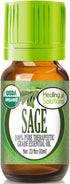 Healing Solutions Organic Sage Essential Oil, Pure & Undiluted 0.33 oz (10ml), Sage Essential Oil for Hair, Diffuser, Skin, & Aromatherapy - Thera...