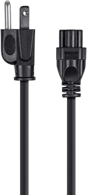 Monoprice Power Cord - NEMA 5-15P to IEC-320-C5, 18AWG, 7A/125V, SVT, 3-Prong, 6ft, Black...