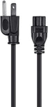 Monoprice Power Cord - NEMA 5-15P to IEC-320-C5, 18AWG, 7A/125V, SVT, 3-Prong, 6ft, Black...
