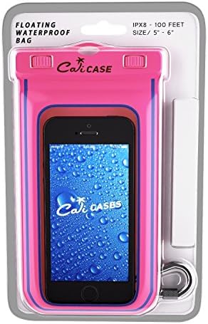 CaliCase Universal Waterproof Floating Phone Pouch - IPX8 Waterproof Floating Phone Case with Lanyard for iPhone X-15/ S20-S24/ Pixel 1-8 - Pink G...