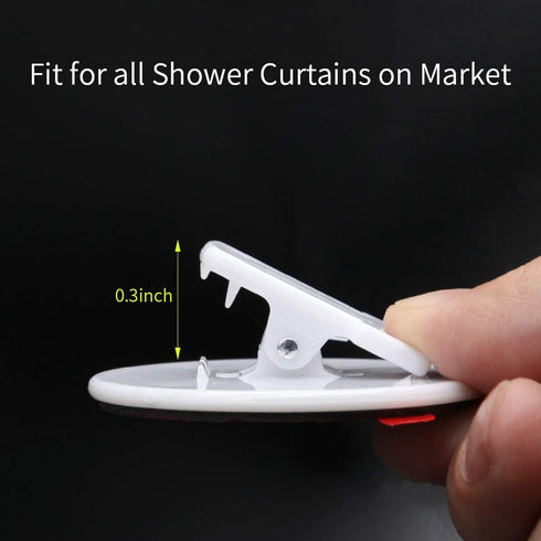 4 PCS Shower Curtain Clips, Shower Windproof Splash Guard - Self Adhesive Shower Curtain Weight Clip (White)...