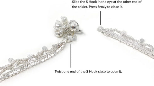 Traditional Indian Ethnic Silver Lace Design Payal Bells Anklet Pair for Women - Gift Beach Wedding Party Dance...