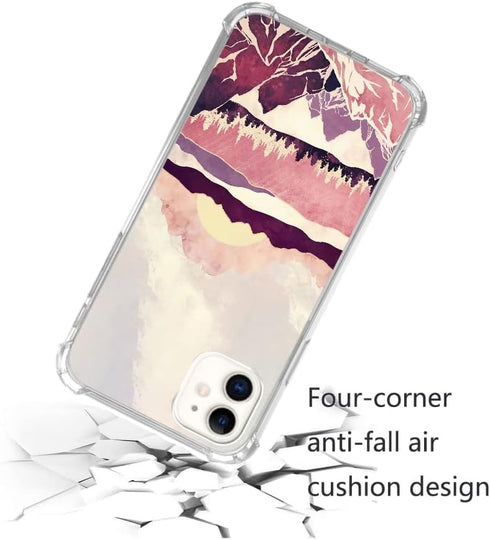 Mountain Sunrise Art Case Compatible with iPhone 11, Landscape Forest Color Abstract Art Case for Girl Women Men, Unique Soft TPU Bumper Case Cove...