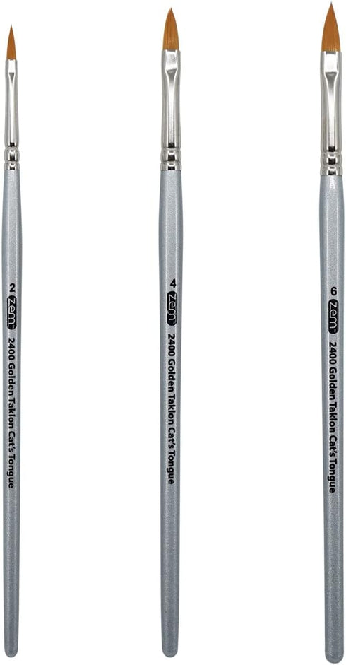ZEM Brush Golden Taklon Cat's Tongue Brush Set...