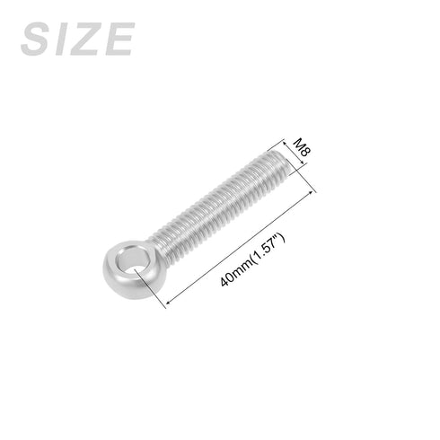 Shoulder Swing Lifting Bolt (M8x40mm) 2Pcs, 304 Stainless Steel Eye Bolts - for Home Renovation, Pipeline Gate Valves Fasteners, Silver...