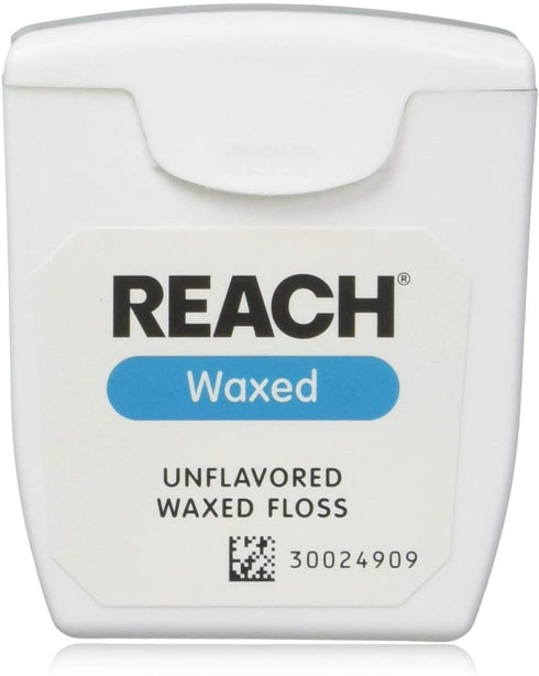 Reach Unflavored Waxed Dental Floss for Oral Care & Removal of Plaque & Food from Teeth & Gum Line, Accepted by The American Dental Association (A...