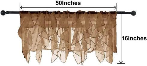 PearAge Ruffled Voile Semi Sheer Curtain Valance, Kitchen Living Room Shabby Chic Ruffle Valance Curtains, Girls Daughters Bedroom Cascade Window ...