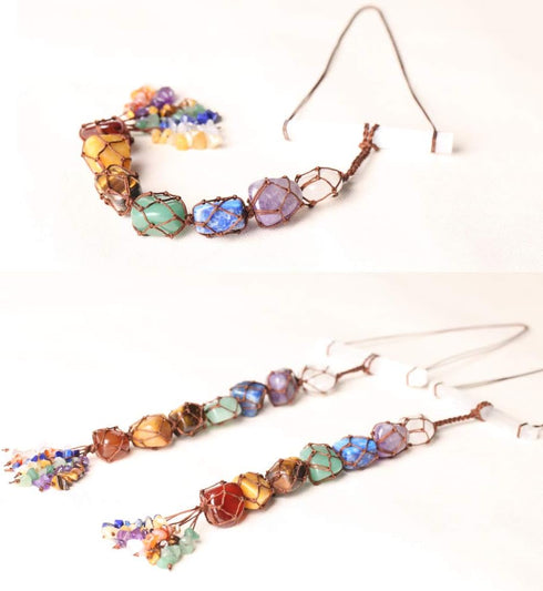 7 Chakra Stones Healing Crystals Hanging Ornament Chakra Tassel Christmas Ornaments Pendulum Good Luck for Home Decoration...