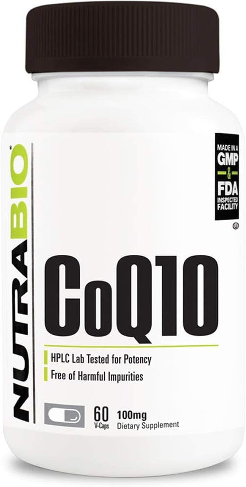 NutraBio CoQ10 Dietary Supplement, Healthy Heart Function & Cellular Energy Production, 100mg - 60 Capsules...