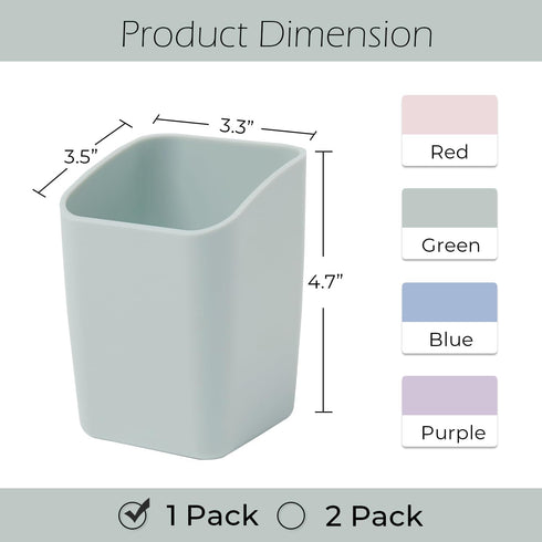 Y YOMA 1 Pack Pen Holder for Desk Cute Plastic Pencil Cup Pen Container Square Organizer Modern Aesthetic Design Desktop Storage Solution for Pens...