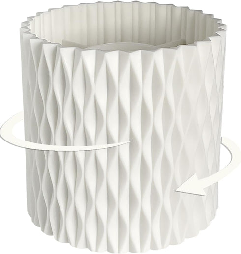 Rotating Pen Pencil Holder for Desk, 5 Slots Unique White Desk Pen Organizer Easthetic Desktop Supplies and Accessories for Women Girls, Pen Cup P...