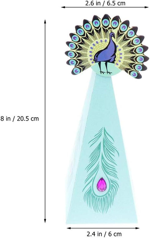 JKJF 20 Pcs Peacock Candy Boxes, Peacock Triangle Shape Party Supplies Chocolate Boxes for Wedding, Kids Birthday Party Decorations...