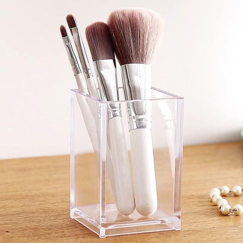 3 Pack Clear Acrylic Cosmetic Pencil Pen Holder Cup, Clear Makeup Brush Holder, Desk Acrylic Brushes Storage...