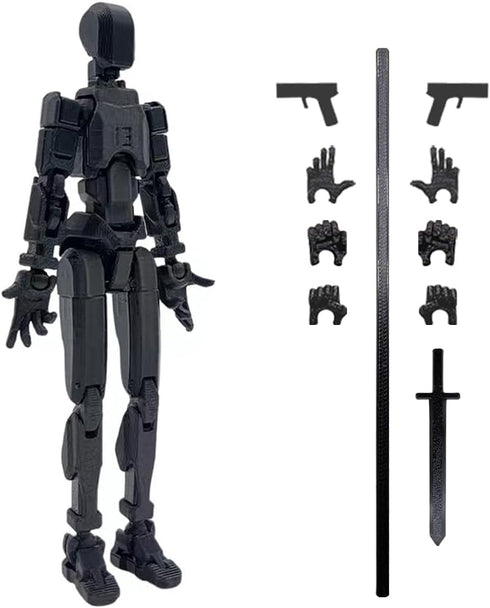 T13 Action Figure?Titan 13 Action Figure 3D Printed Multi-Jointed Movable Robot?Dummy 13 Multi-Jointed Action Figures?Birthday Gifts for Him?Black...