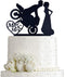 Motorcycle Funny Wedding Cake Topper Mr & Mrs, Bride Groom with Motorbike (Black Acrylic)...