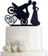 Motorcycle Funny Wedding Cake Topper Mr & Mrs, Bride Groom with Motorbike (Black Acrylic)...