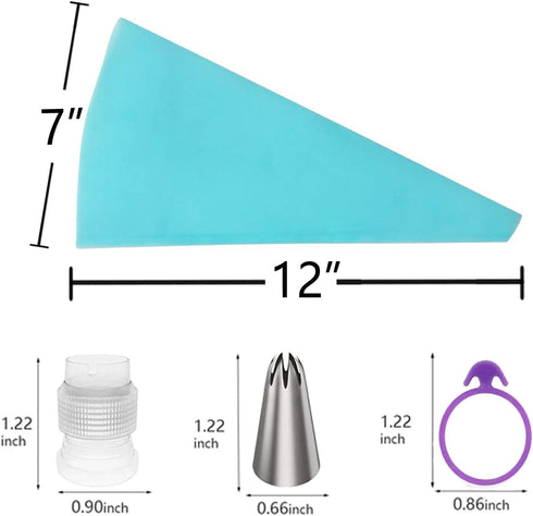 Piping Bags and Tips Set, Reusable Piping Bags, Frosting Piping Kit for Baking with Pastry Bags and Tips, Standard Converters, Silicone Rings, Cak...