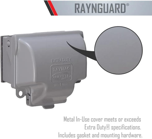 TayMac MX3300 RaynGuard Extra Duty Metal Weatherproof in-Use Cover, 1-Gang, Gray...