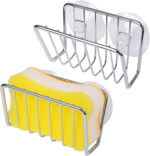 Toplife Sponge Holder for Kitchen Sink, Stainless Steel Suction Cup Sponge Caddy - Silver - 2 Pack...