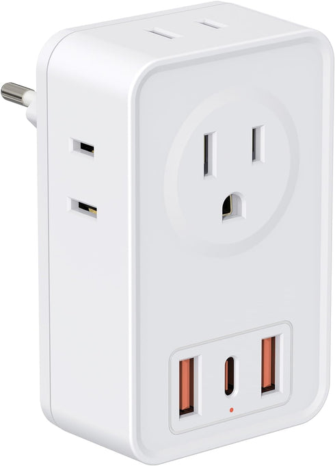 European Travel Plug Adapter, Type C International Power Adaptor Charger with 4 AC Outlets 3 USB Ports(1 USB C), US to Most Europe EU German Frenc...