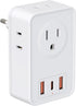 European Travel Plug Adapter, Type C International Power Adaptor Charger with 4 AC Outlets 3 USB Ports(1 USB C), US to Most Europe EU German Frenc...