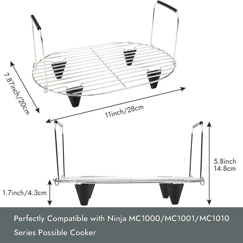 BYKITCHEN Roast and Steamer Rack Compatible with Ninja Foodi Possible Cooker Pro 8.5 Quart MC1000, MC1001, MC1010 Slow Cooker Crock, Ninja Possibl...
