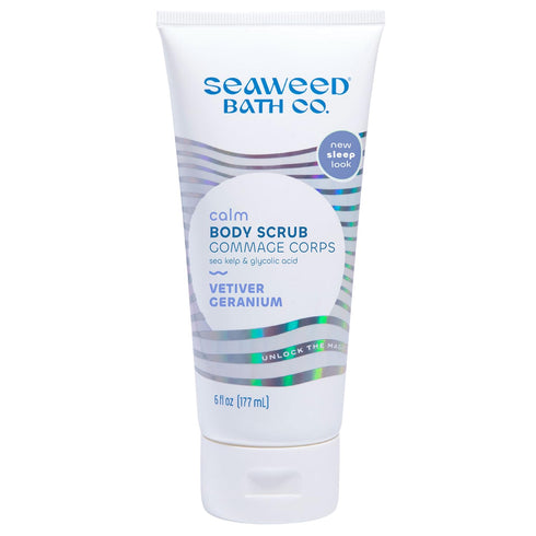 Seaweed Bath Co. Calm Body Scrub, Vetiver Geranium Scent, 6 Ounce, Sustainably Harvested Seaweed, Sea Kelp, Glycolic Acid...