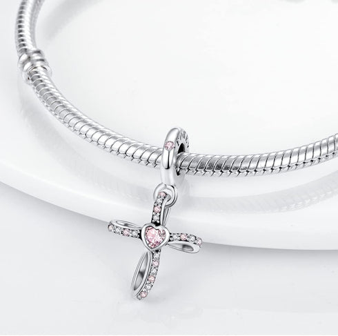 Parmuz 925 Sterling Silver Charm For Bracelet Butterfly Love Heart Evil eye Cross Christmas Gift Charms for woman Dangle Pendants Beads Jewelry Gi...