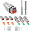 JRready ST6112 DT Connector 2 Pin Gray Waterproof Electrical Wire Connector DT04-2P DT06-2S with Deutsch Solid Contacts 14-20 AWG and Sealing Plug...