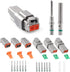 JRready ST6112 DT Connector 2 Pin Gray Waterproof Electrical Wire Connector DT04-2P DT06-2S with Deutsch Solid Contacts 14-20 AWG and Sealing Plug...