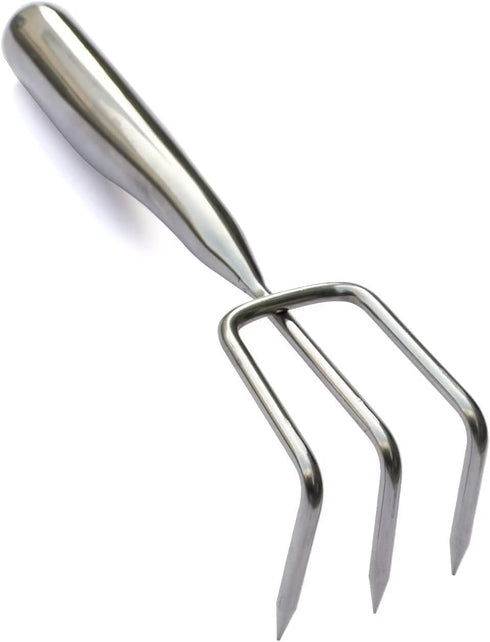 3 Tines Garden Hand Rake 10" Cultivator Claw Small Japanese Gardening Weed Tool Mini Handle Heavy Duty Stainless Steel Ninja Claw for Weeding, Tur...