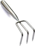 3 Tines Garden Hand Rake 10" Cultivator Claw Small Japanese Gardening Weed Tool Mini Handle Heavy Duty Stainless Steel Ninja Claw for Weeding, Tur...