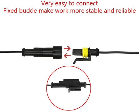 ESUPPORT 1 Pin Way Car Auto Waterproof Electrical Connector Plug Socket Kit with Wire AWG Gauge Marine Pack of 10...