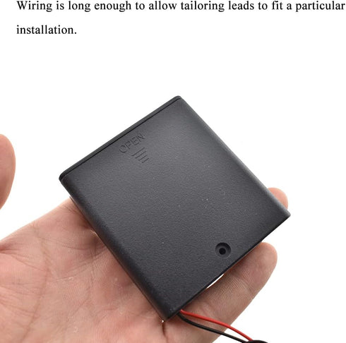 HAHIYO 6V AA Battery Holder Bundle with Wire Sturdy Cover Flexible Springs Contact Build-in Switch Batteries Black Case Easy Install 3 Pieces for ...