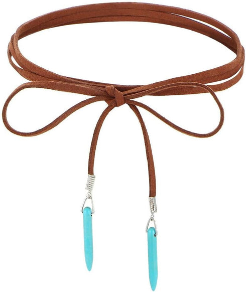Bohemian Long Choker with Turquoise Pendant Sexy Rock Handmade Vintage Necklace Women Accessories...