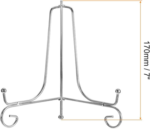 uxcell Plate Stand for Display, 7 Inch 2Pcs Iron Decorative Plate Holder Metal Easel Folding Display Stand for Photo Picture Frame, Silver...