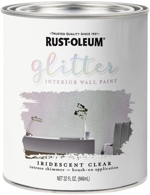 Rust-Oleum 323860 Glitter Interior Wall Paint, 28 Fl Oz (Pack of 1), Iridescent...