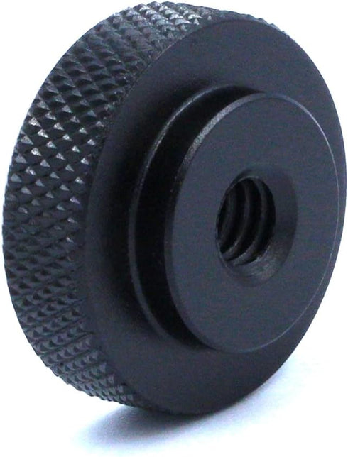 2 Pack 25mm Large Knurled Edge 1/4"-20 Female Thumb Wheel Lock Nut Adapter (Black)...