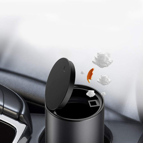 KOOMTOOM Alloy Mini Car Cup Holder Garbage Can, 300ml Dismountable Trash Bin Trash Garbage Can with Lid Leak Proof for Car Universal (Dark Gray)...