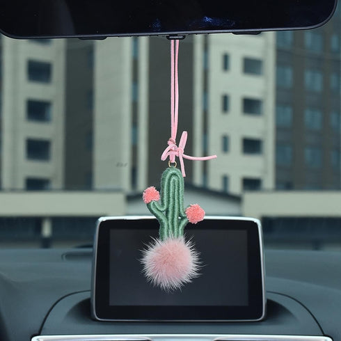 JSCARLIFE Cactus Rearview Mirror Hanger Cute Car Hanging Ornament Interior Aesthetic Boho Plants Charm Car Decor Plant Lovers Gifts (Green)...
