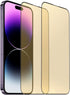 2 PCS Anti-Blue Tempered Glass Mirror Screen Protector Film Suit for iPhone 14 Pro Max, 6.7 inch 9H Hardness Anti-scratch Full Covered (Gold)...